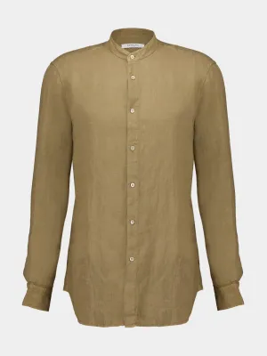 Brown Garment-dyed Linen Shirt