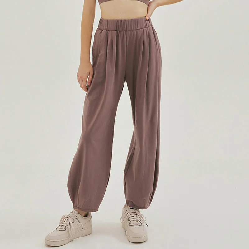 Buddha Stones Casual Plain Breathable Loose Women's Leica Harem Pants With Pockets
