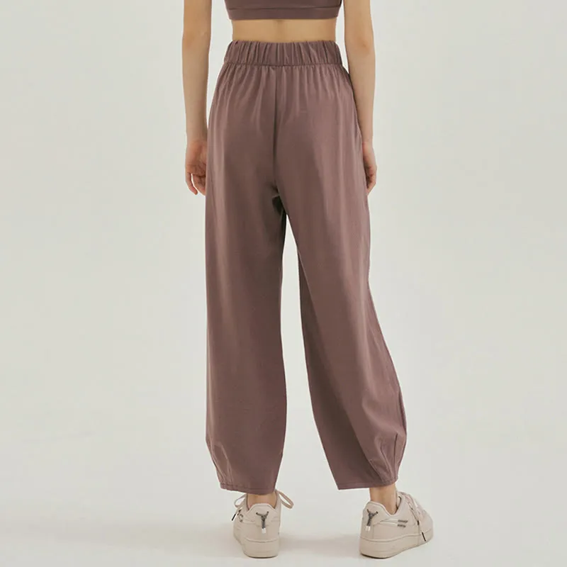 Buddha Stones Casual Plain Breathable Loose Women's Leica Harem Pants With Pockets