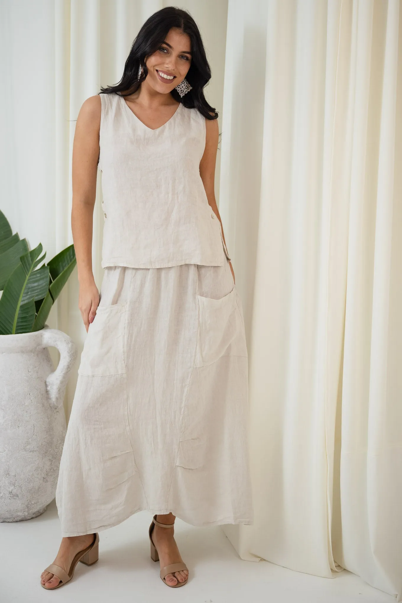 Button Side Top | Beige