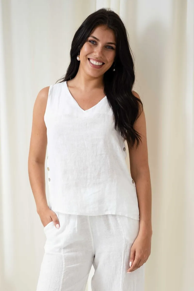 Button Side Top | White