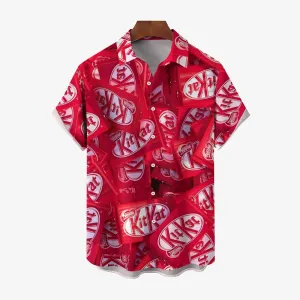Candy Chocolate Print Casual Oversized Short Sleeve Shirt 2407003350