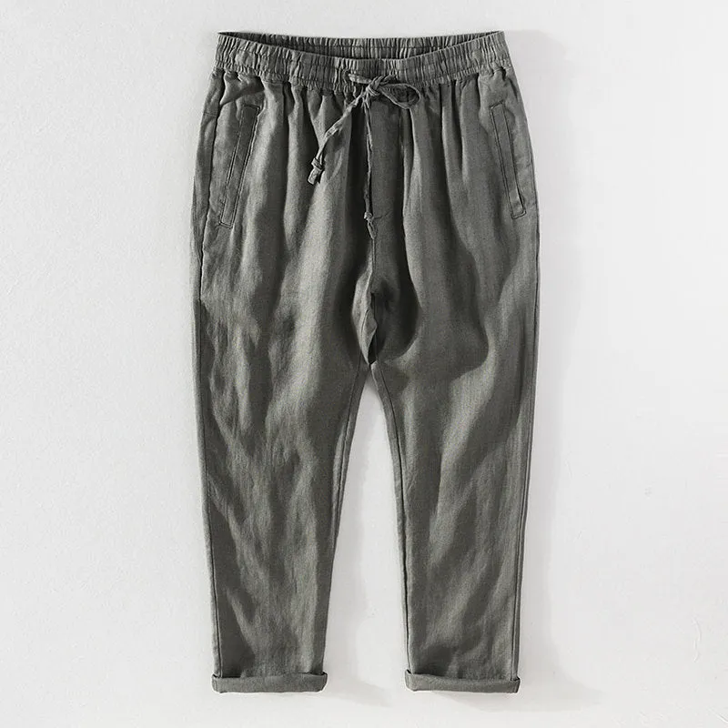 Casual Linen Elastic Waist Pants