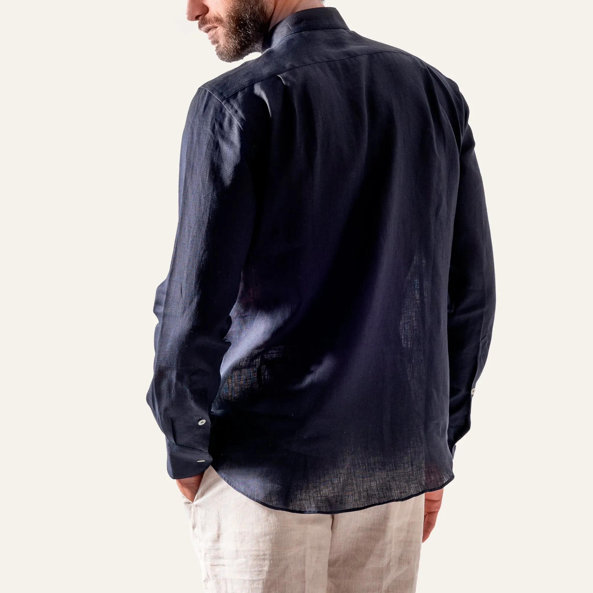 Casual Linen Shirt Navy