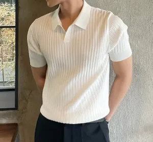 Casual V-Neck Short-Sleeve Ethan Knitted Polo Shirt for Holidays