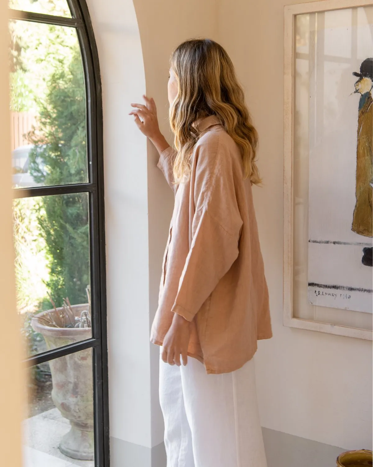 Cathy - Linen Blouse in Dusty Coral