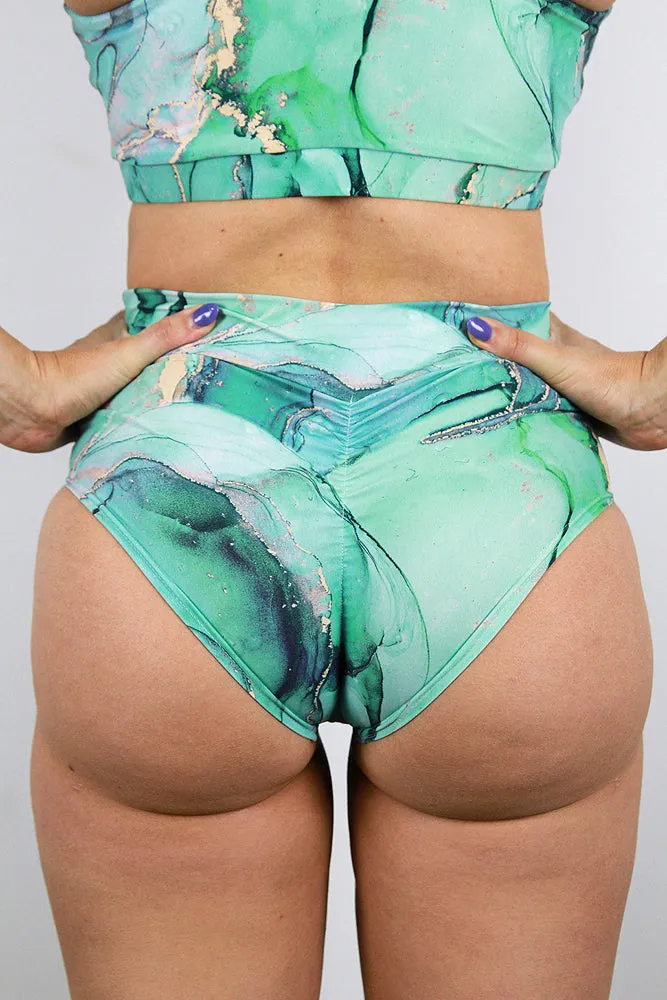 Celestial Mid Waisted BRAZIL Scrunch Bum Shorts – APPLE | Pole Wear