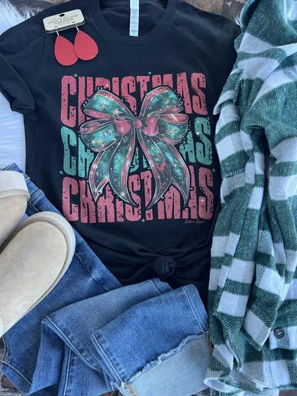 Christmas Stacked Bow Tee