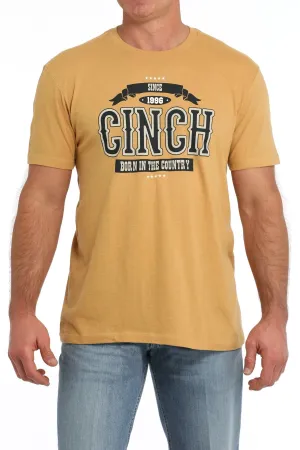 Cinch Men's Born In The Country Tee Gold MTT1690652
