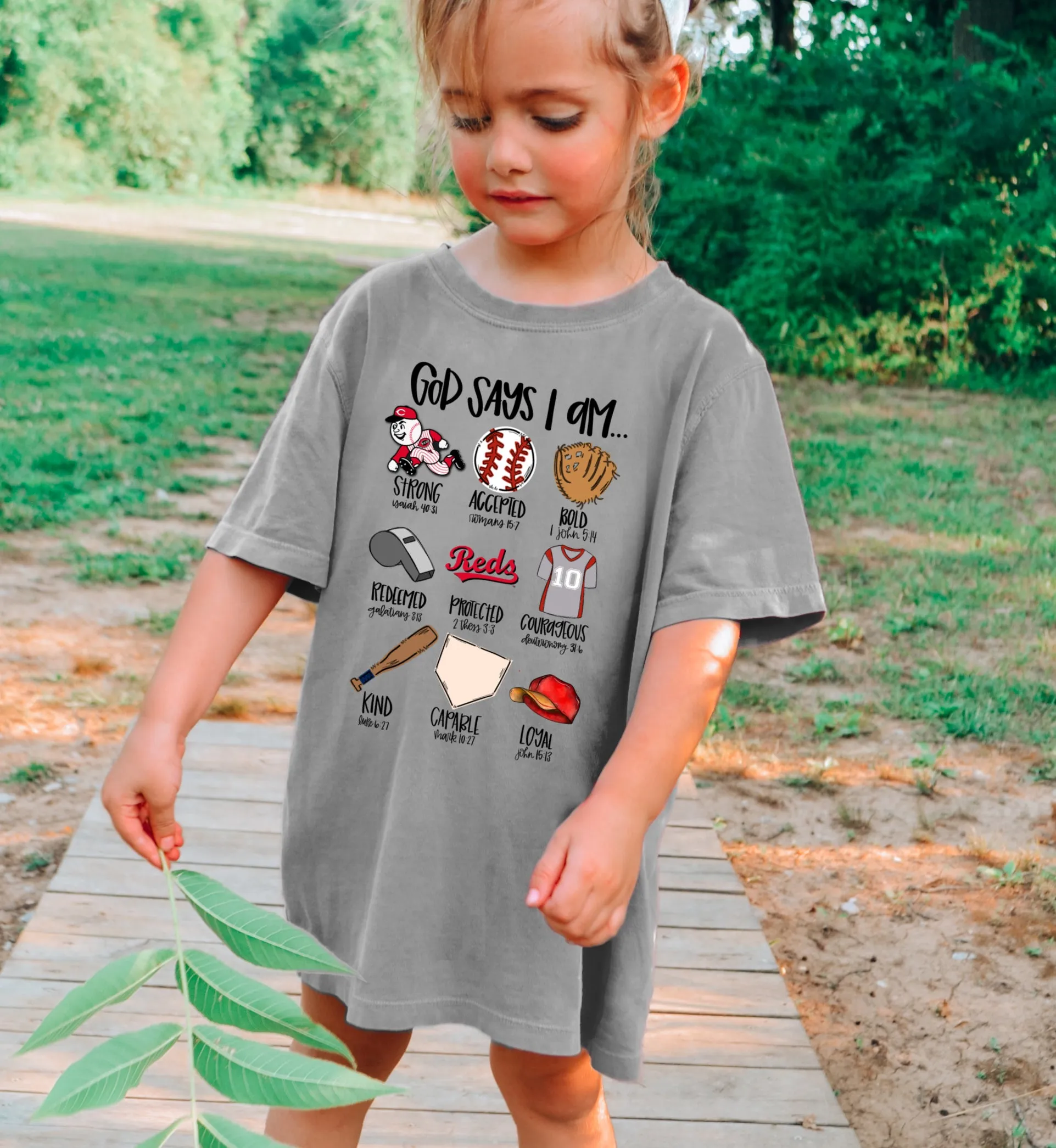 Comfort Colors God Says I Am Reds - Baseball Tee/ Youth and Adult Sizes