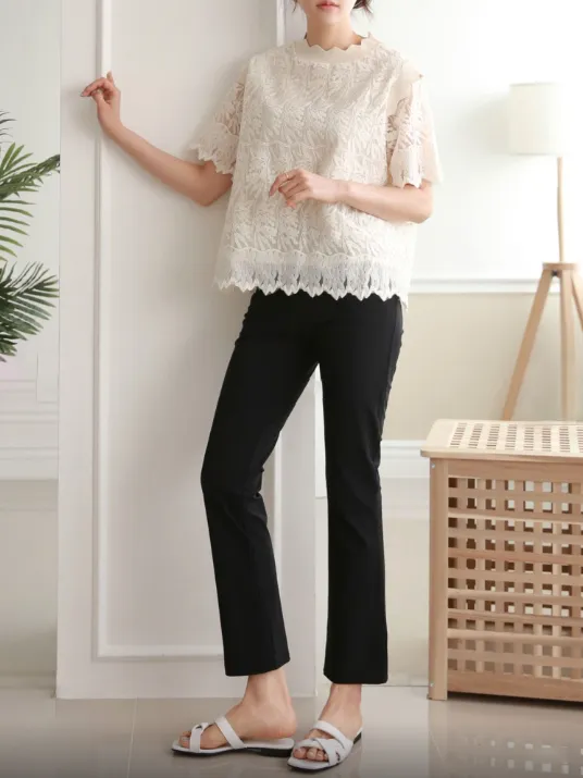 Cooling Cropped Boot Cut Span Pants(냉장고바지)