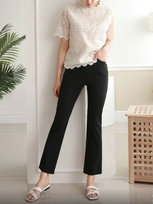 Cooling Cropped Boot Cut Span Pants(냉장고바지)