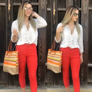 Coral Capri Pants