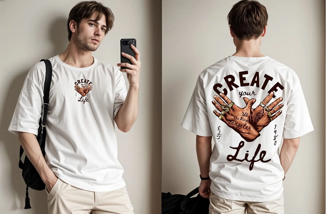 Create Your Life Printed Drop Shoulder Tees