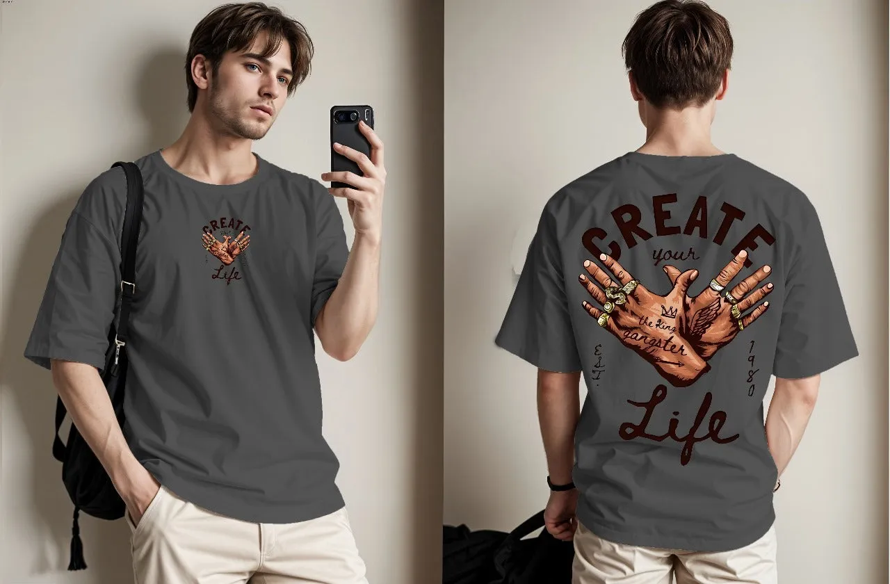 Create Your Life Printed Drop Shoulder Tees