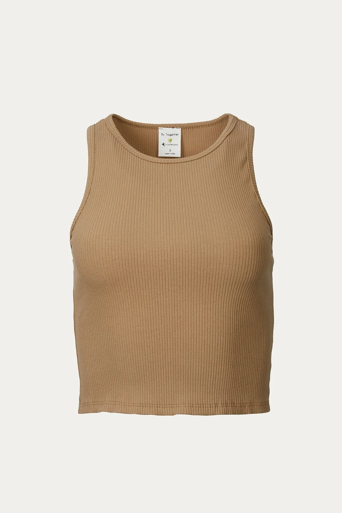 CROPPED RIBBED STRETCH-COTTON TOP