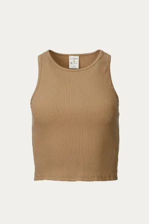 CROPPED RIBBED STRETCH-COTTON TOP