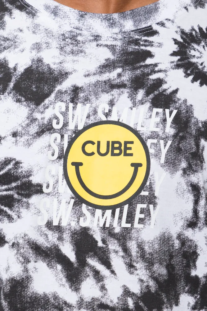 Cube X S.W. Smiley Tie Dye Short Sleeve T-Shirt Grey