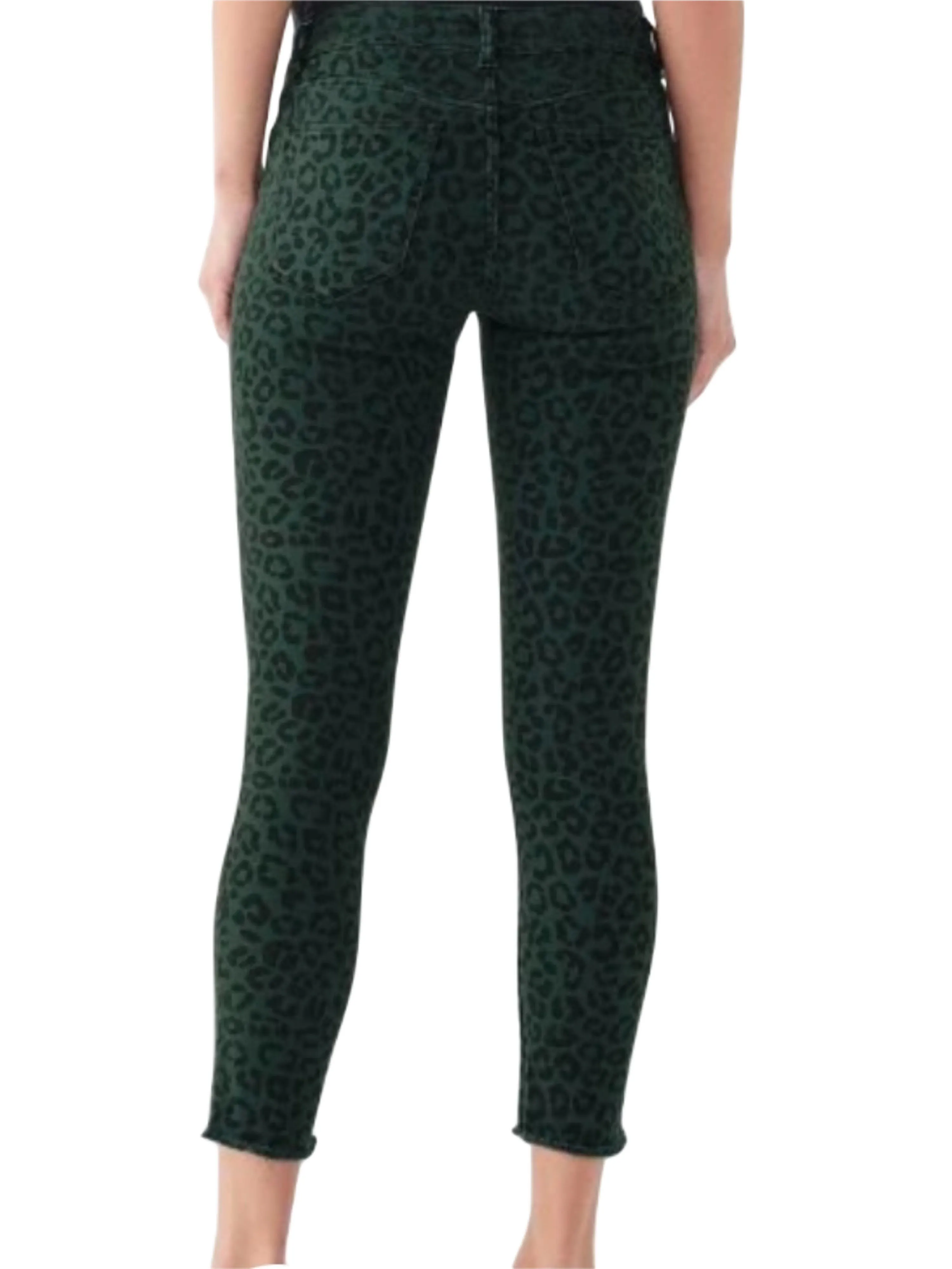 DL1961 Women's Snow Leopard Florence Cropped Mid Rise Instasculpt Jeans Size 28