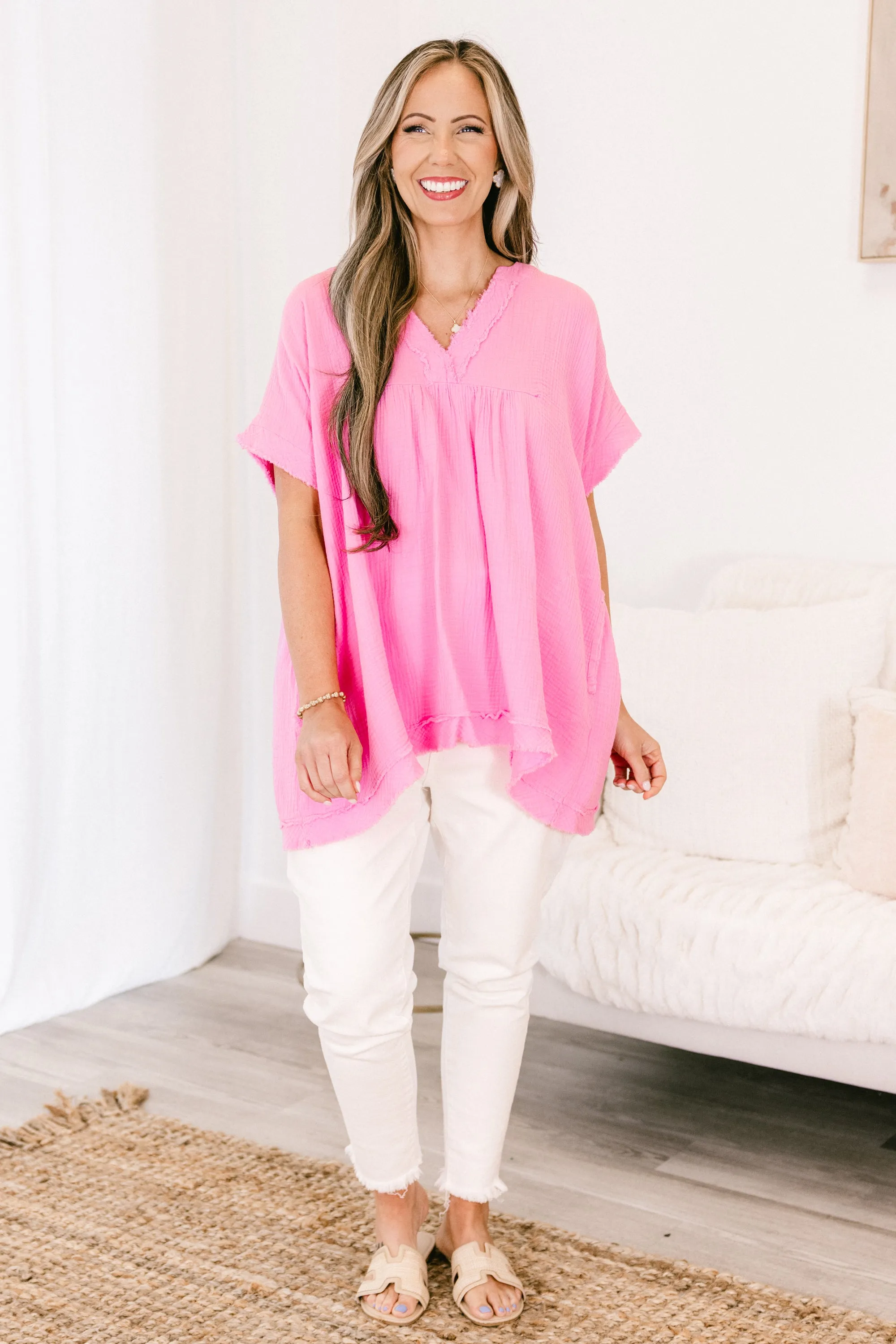 Don't Keep Me Away Top, Candy Pink