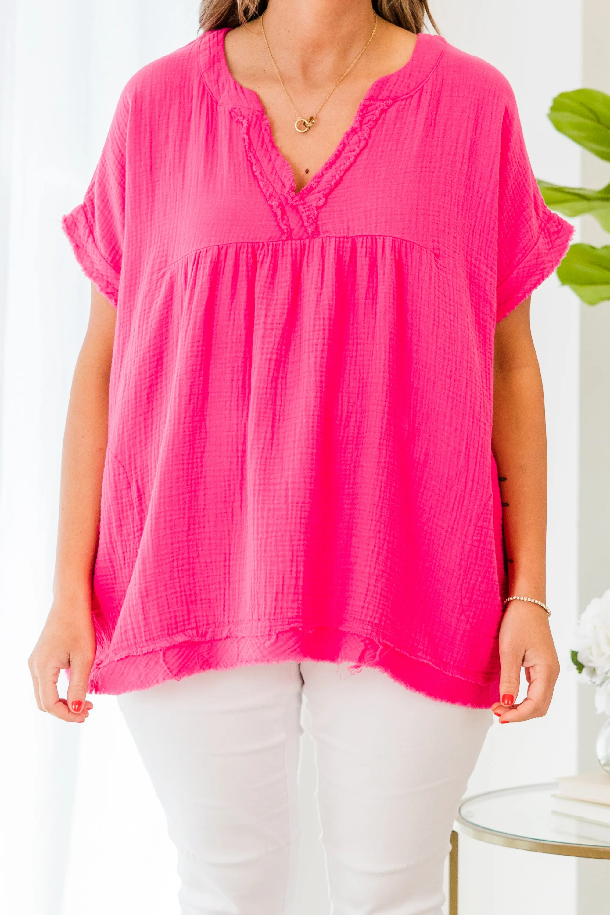 Don't Keep Me Away Top, Hot Pink