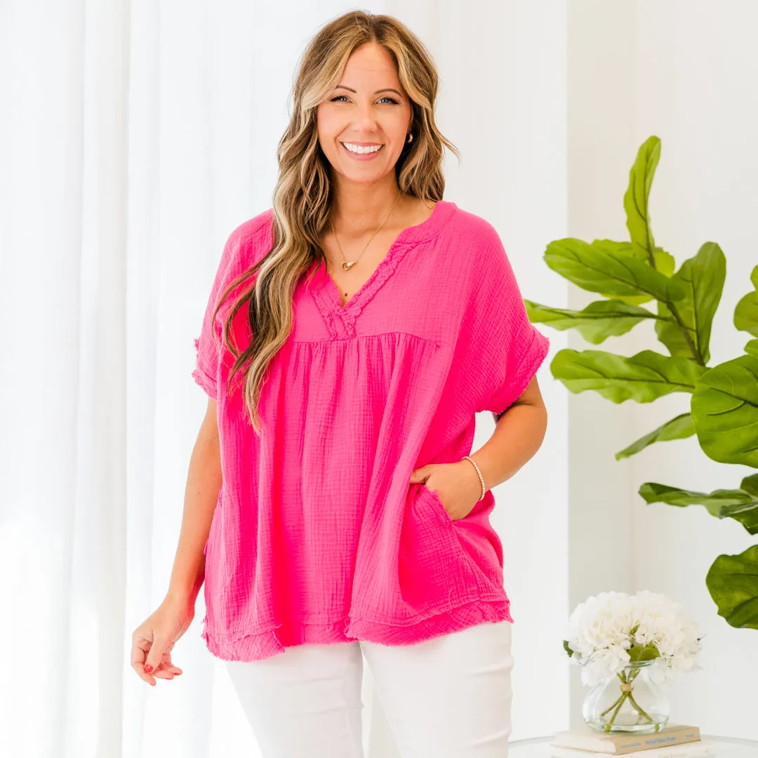 Don't Keep Me Away Top, Hot Pink