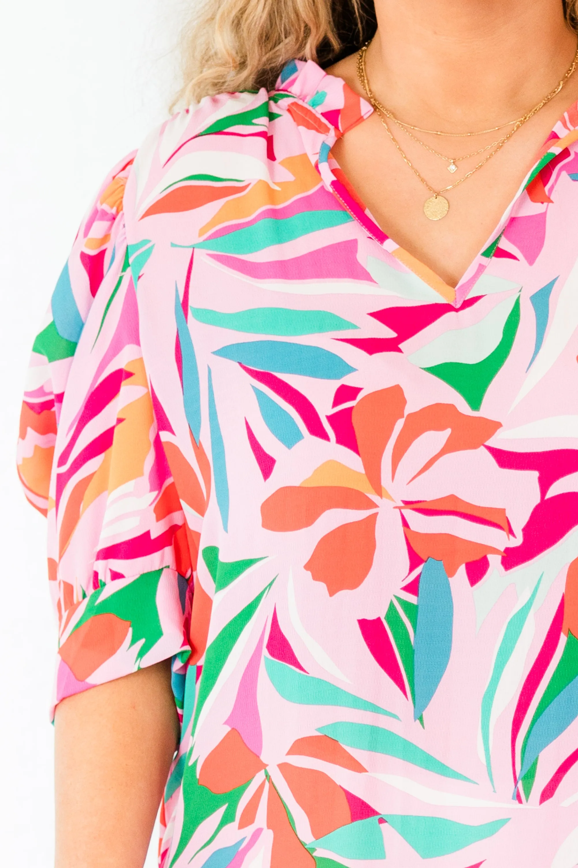 Ellidaey Island Top, Pink Multi