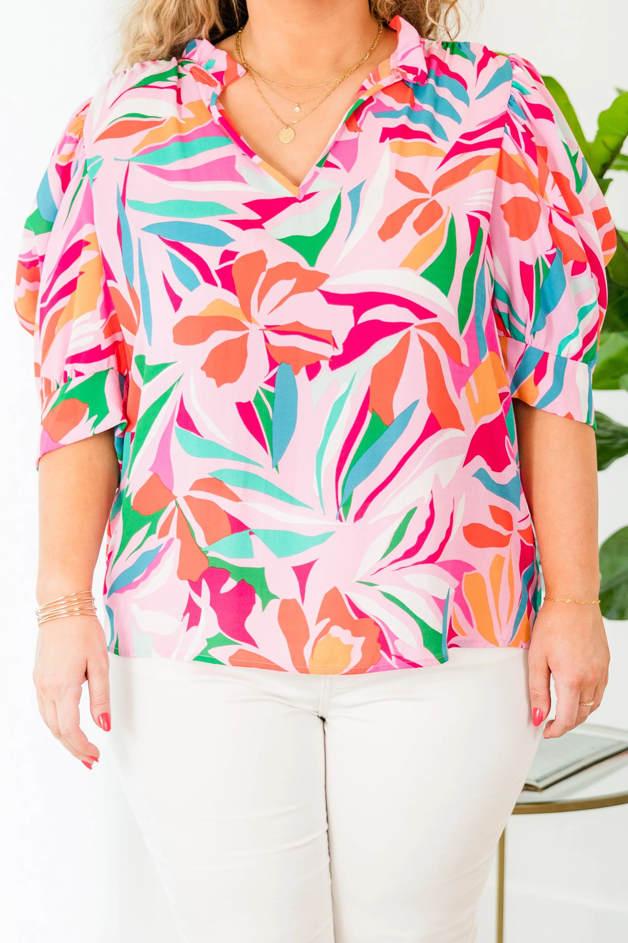 Ellidaey Island Top, Pink Multi