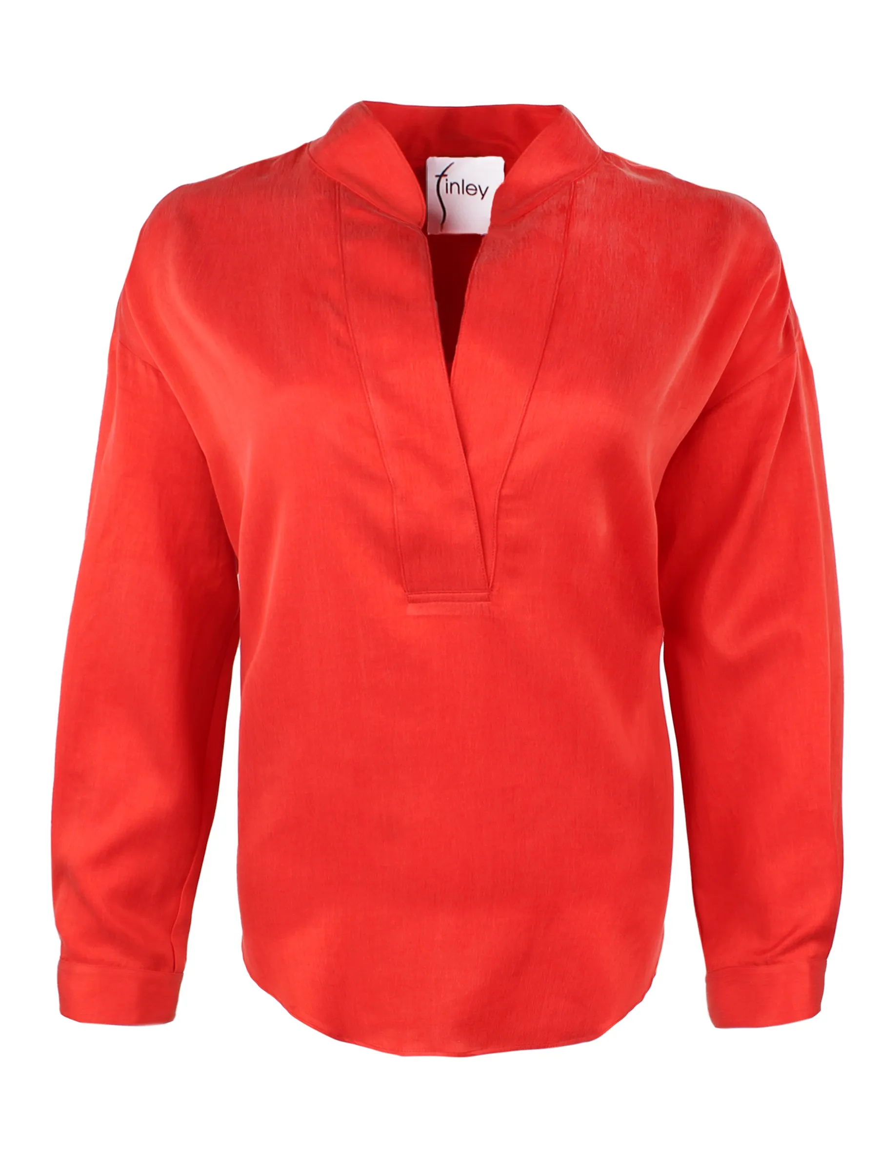 Elsa Popover Top Washed Cupro Cotton Flame Red