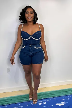 EMBELLISH STRETCH DENIM SET