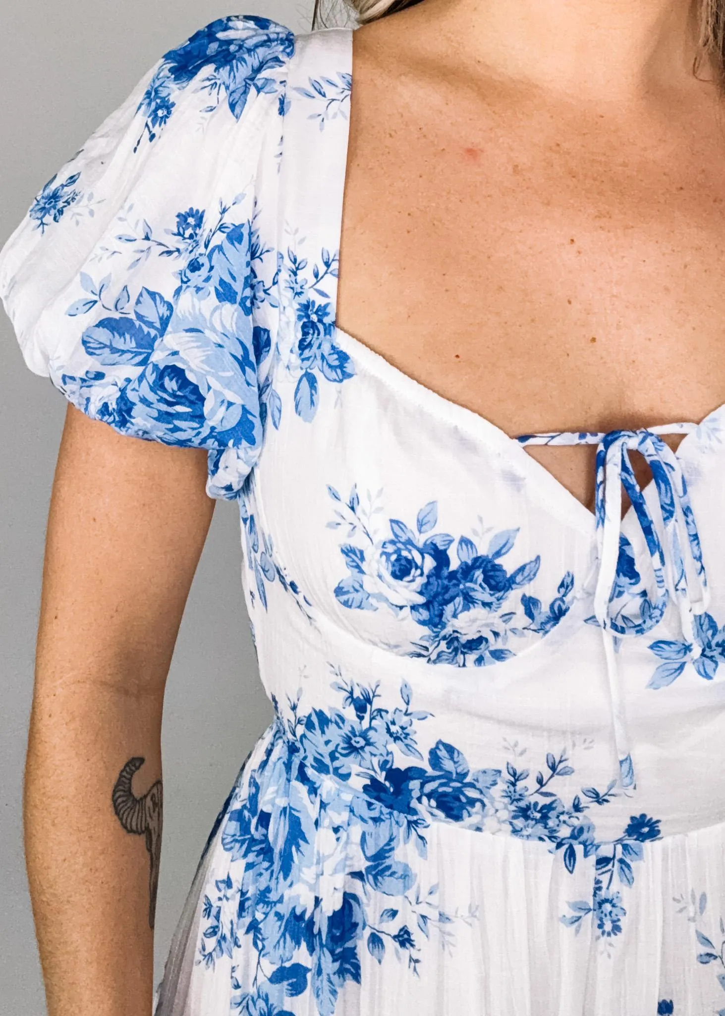 Emerson Blue Floral Gauze Maxi Dress