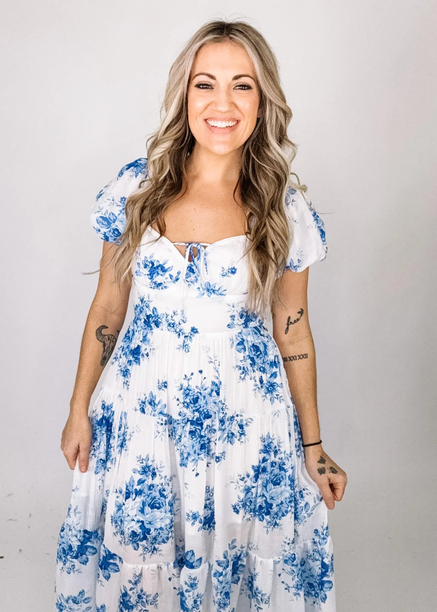 Emerson Blue Floral Gauze Maxi Dress
