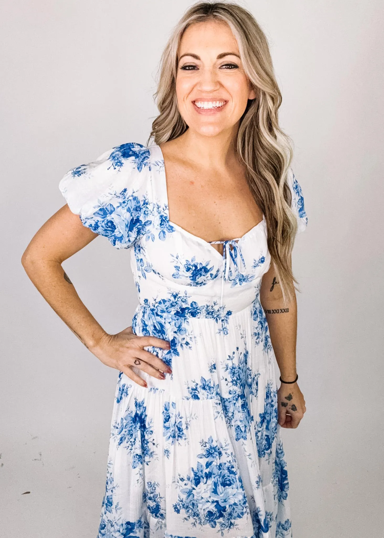 Emerson Blue Floral Gauze Maxi Dress