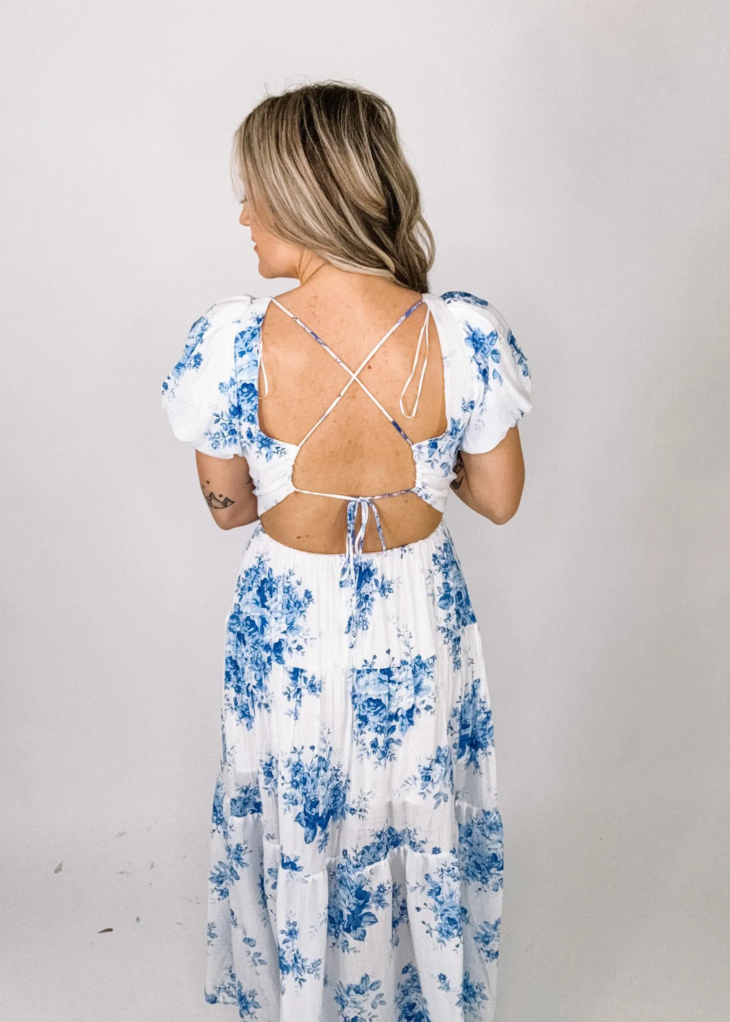 Emerson Blue Floral Gauze Maxi Dress