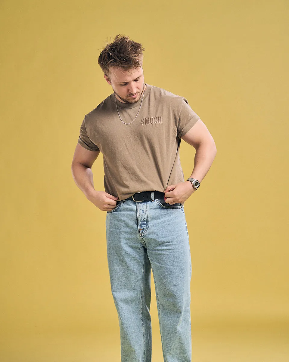 Essentials Embroidered Tee - Faded Brown