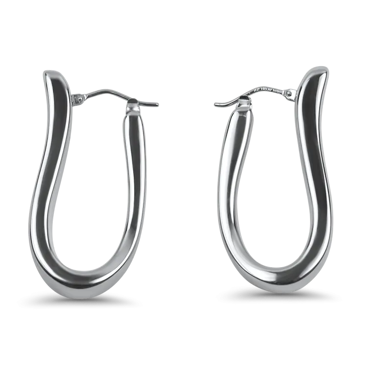 Estate 14K White Gold Freeform Hoop Earrings