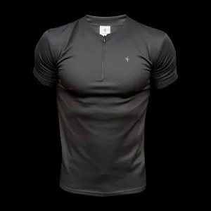 Father Sons Scuba Black Crew T Shirt With Zip Detail Short Sleeve - FSH1031