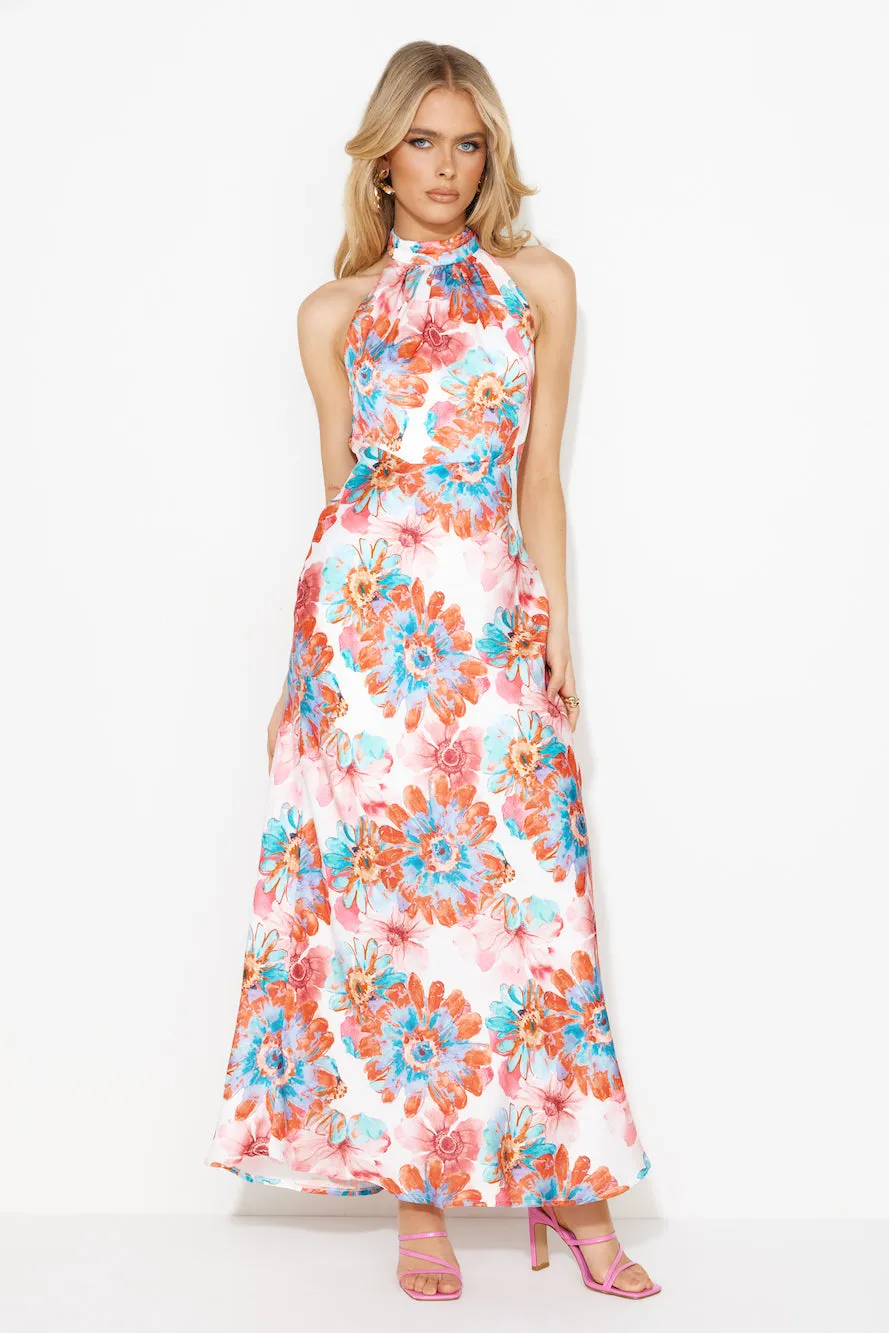 Floating Dreams Satin Maxi Dress Red