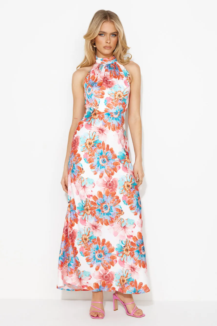 Floating Dreams Satin Maxi Dress Red