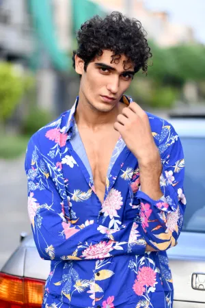 Floral Print Shirt - Royal Blue
