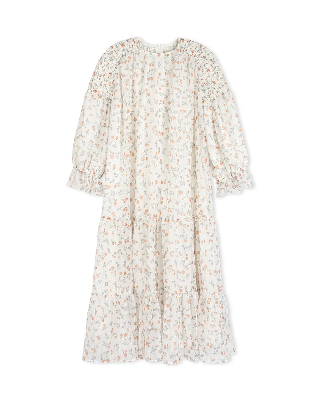 Floral Printed Flowy Bottom Tier Midi Dress