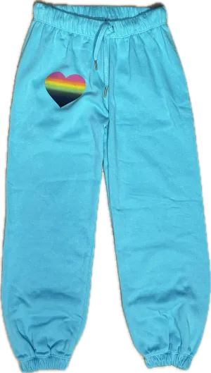 Flowers By Zoe- Ombre heart Sweatpants Aqua
