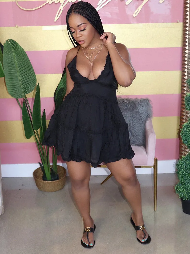 Flowy Ruffle Swing Mini Dress