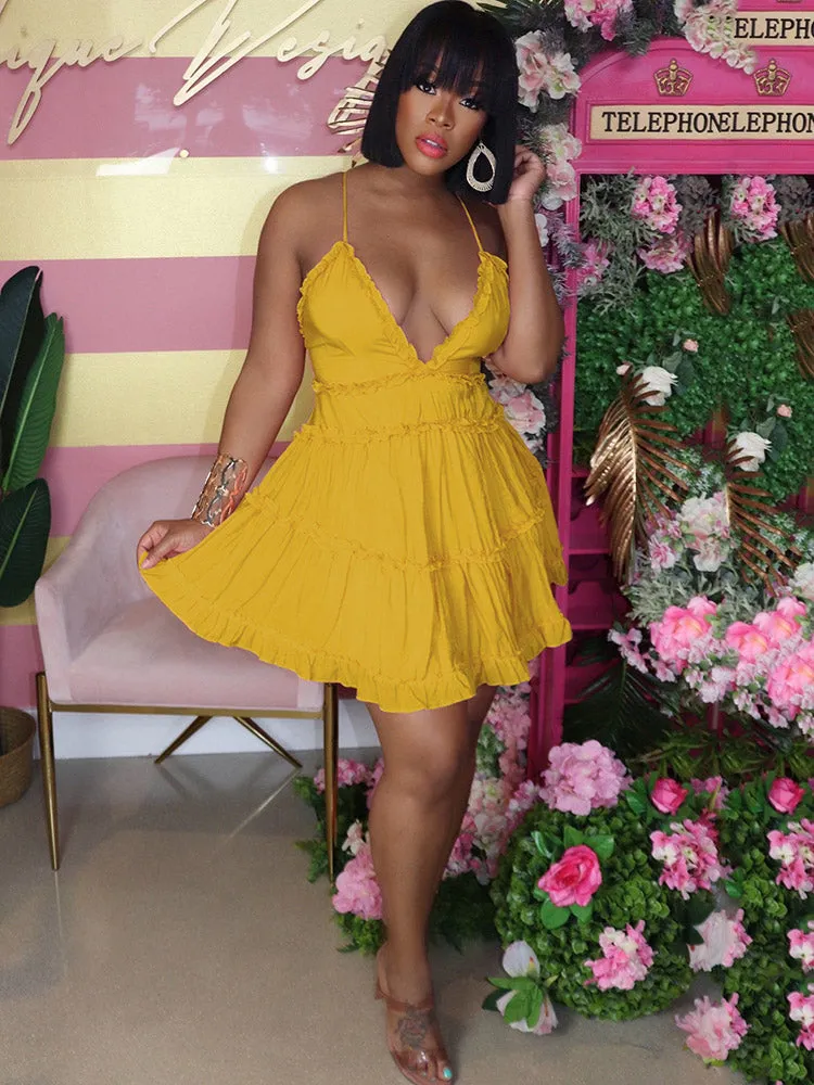 Flowy Ruffle Swing Mini Dress