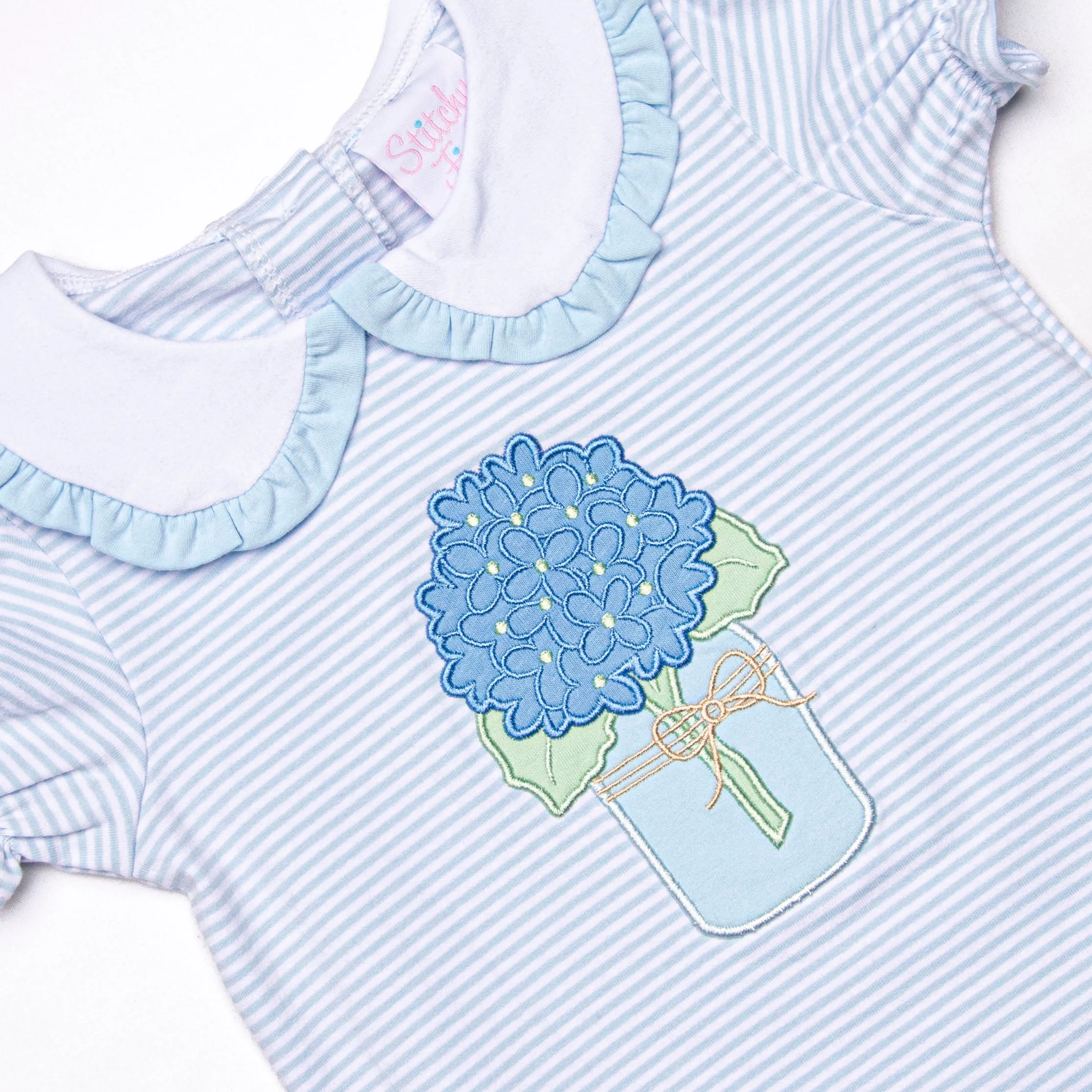 Freshly Picked Petals Applique Short Set, Blue