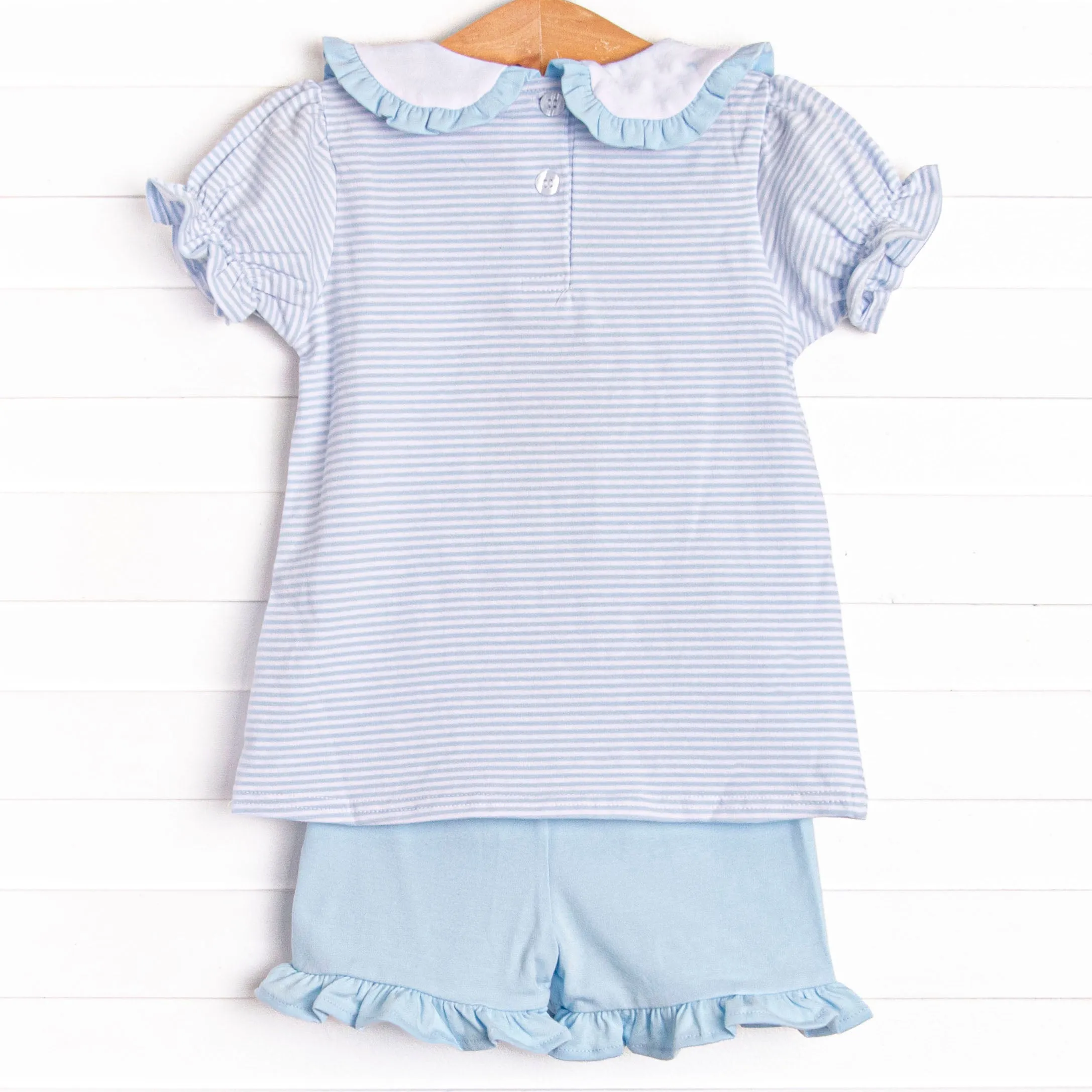 Freshly Picked Petals Applique Short Set, Blue
