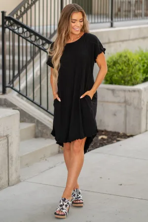 Fringe Edge High Low Flowy Dress with Pockets