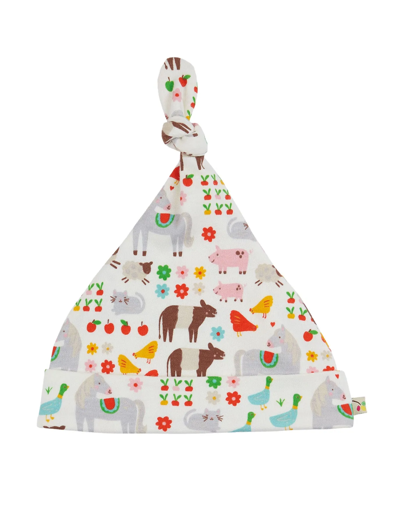 Frugi Lovely Soft White Farm Knotted Hat