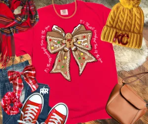 Gingerbread Bow Red Tee