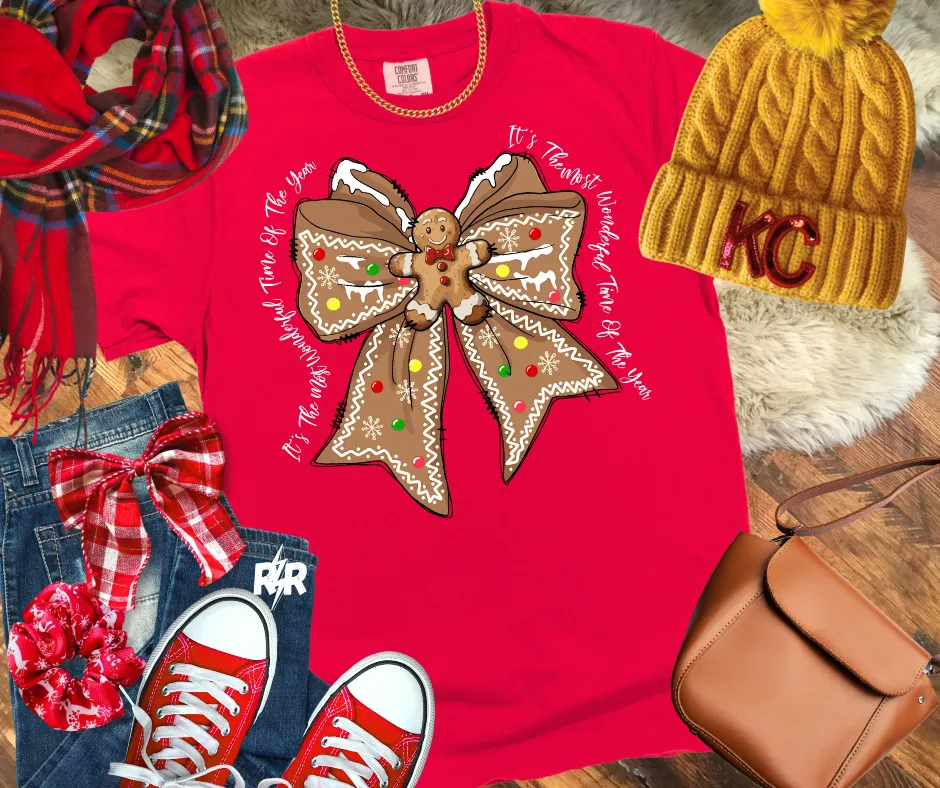 Gingerbread Bow Red Tee
